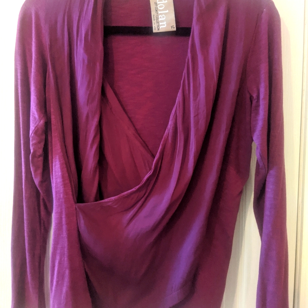 Anthropologie Dolan purple open neck blouse